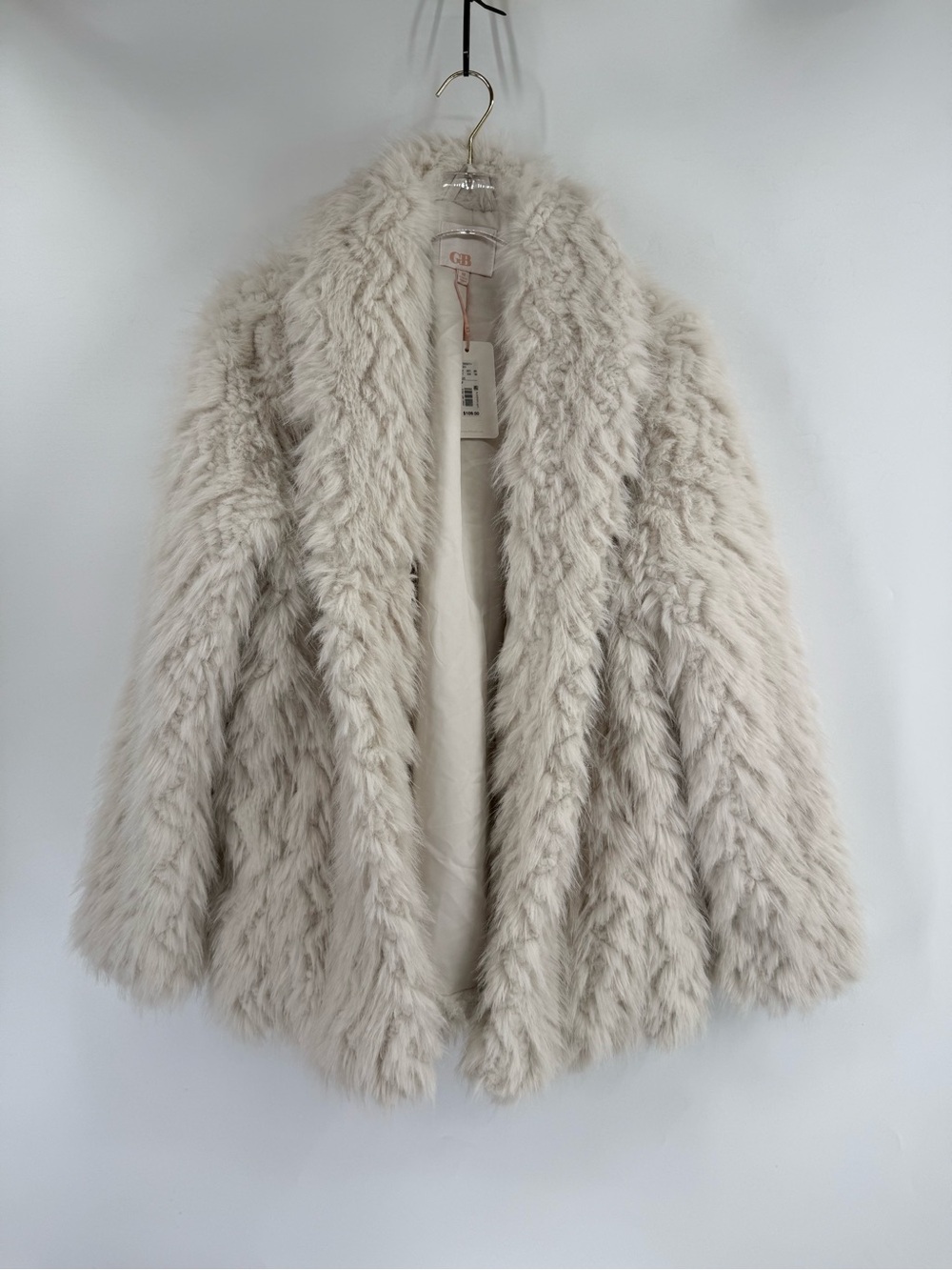 GB cream faux fur coat‎ size medium NWT